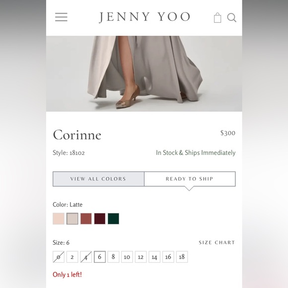 JENNY YOO Corinne Bridesmaid Satin Latte Color Dress- basically brand new! - Picture 3 of 9